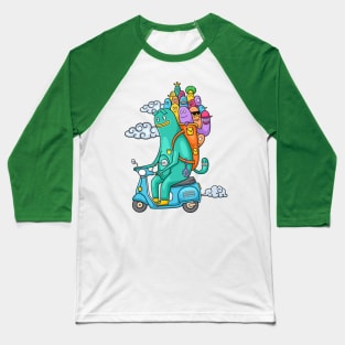 funny monster doodle riding motorcycle Baseball T-Shirt